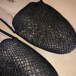 Sam and Libby Metallic Gold + Black Slip-on Flats